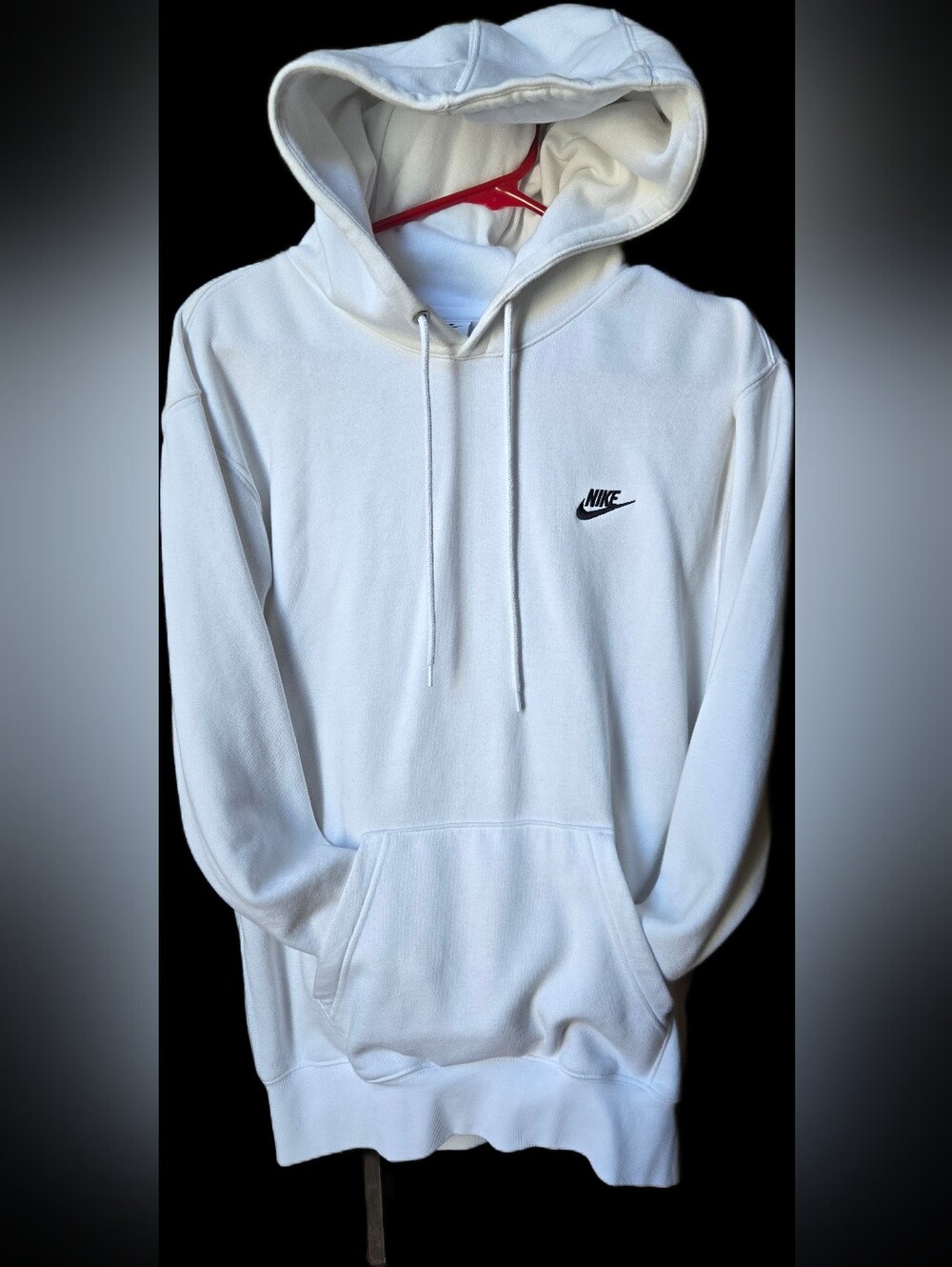 Nike White Pullover Hoodie with Black Swoosh - Men's